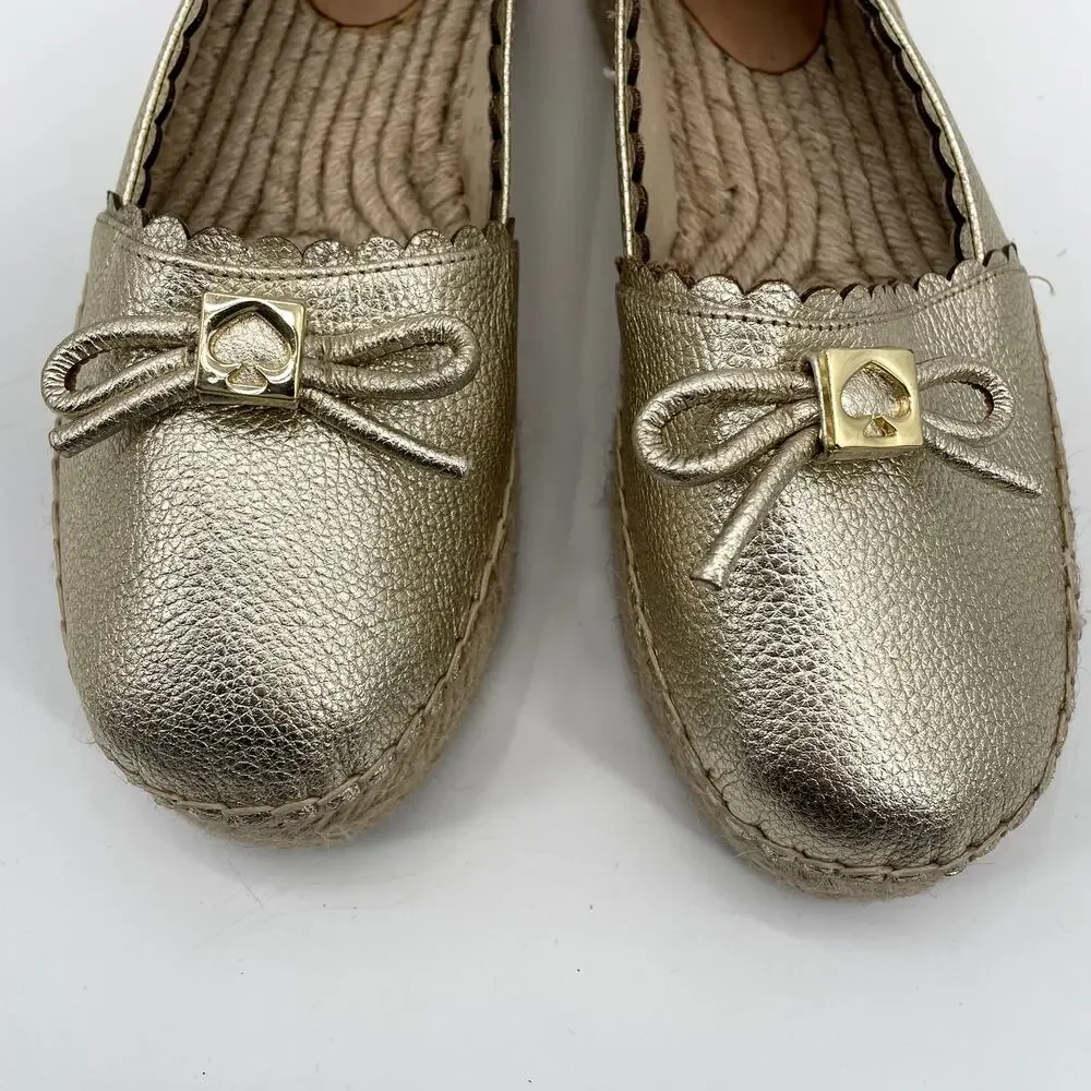 KATE SPADE Gold Loranne Espadrille Slip Ons // 9.5